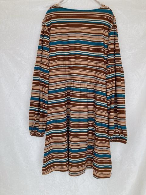 2way Vネック 長袖 ボーダー ラップ ワンピース ショコラカラー F N2m < 女性ファッション  2way Vネック 長袖 ボーダー ラップ ワンピース ショコラカラー F N2m < 女性ファッションの