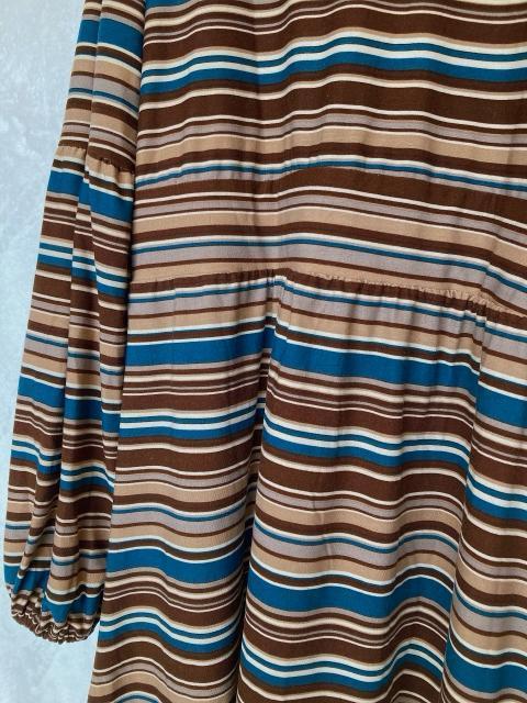 2way Vネック 長袖 ボーダー ラップ ワンピース ショコラカラー F N2m < 女性ファッション  2way Vネック 長袖 ボーダー ラップ ワンピース ショコラカラー F N2m < 女性ファッションの