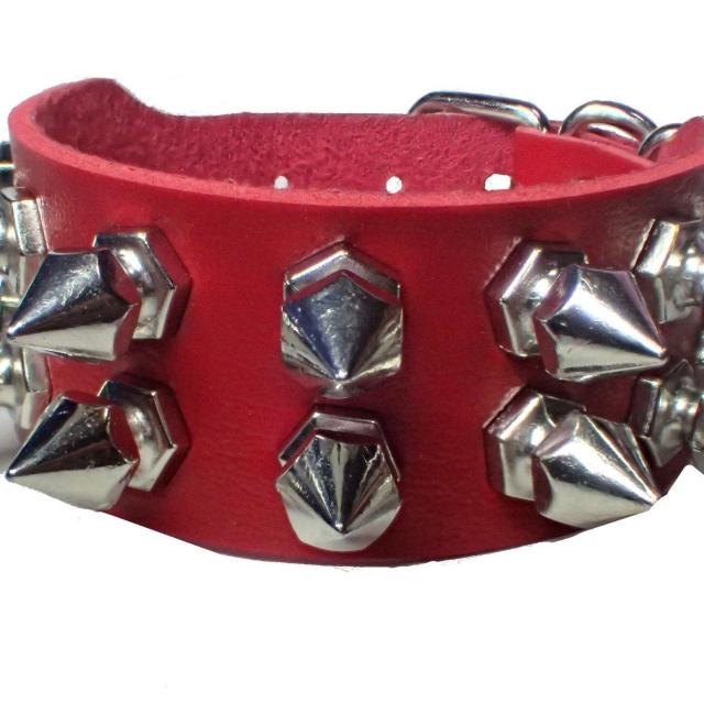 スタッズ 鋲 トゲトゲ 2列 レザーブレスレット ブレスレット アクセサリー バングル リストバンド ロック パンク 赤色 C < 男性アクセサリー/時計  スタッズ 鋲 トゲトゲ 2列 レザーブレスレット ブレスレット アクセサリー バングル リストバンド ロック パンク 赤色 C < 男性アクセサリー/時計の
