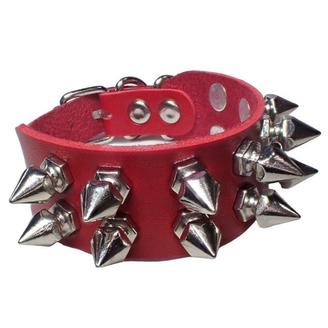 スタッズ 鋲 トゲトゲ 2列 レザーブレスレット ブレスレット アクセサリー バングル リストバンド ロック パンク 赤色 C < 男性アクセサリー/時計  スタッズ 鋲 トゲトゲ 2列 レザーブレスレット ブレスレット アクセサリー バングル リストバンド ロック パンク 赤色 C < 男性アクセサリー/時計の