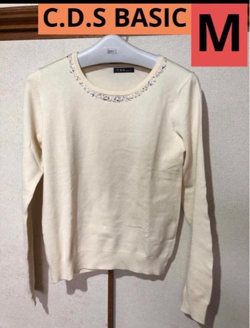 C.D.S BASIC ビジュー飾り付き カットソー M < 女性ファッション C.D.S BASIC ビジュー飾り付き カットソー M < 女性ファッションの