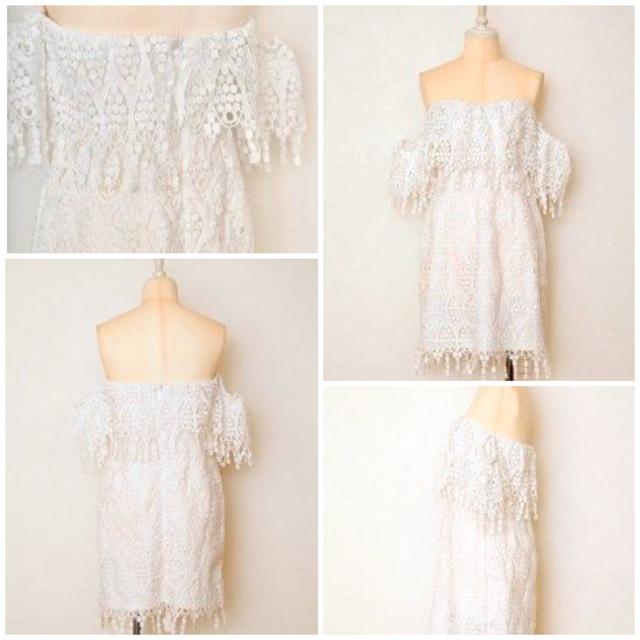 Rosarymoon白レースフリンジオフショルダーベアワンピースドレス < 女性ファッション Rosarymoon白レースフリンジオフショルダーベアワンピースドレス < 女性ファッションの