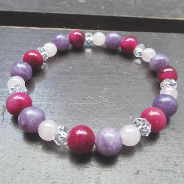 ピンクタイガーアイxレピドライトxローズクォーツブレスレット 天然石 パワーストーン < 女性アクセサリー/時計 ピンクタイガーアイxレピドライトxローズクォーツブレスレット 天然石 パワーストーン < 女性アクセサリー/時計の