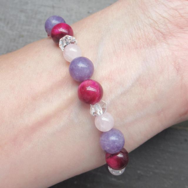 ピンクタイガーアイxレピドライトxローズクォーツブレスレット 天然石 パワーストーン < 女性アクセサリー/時計 ピンクタイガーアイxレピドライトxローズクォーツブレスレット 天然石 パワーストーン < 女性アクセサリー/時計の