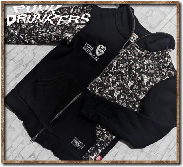 パンクドランカーズ 刺繍入りジップパーカー 黒 < 女性ファッション  パンクドランカーズ 刺繍入りジップパーカー 黒  < 女性ファッションの