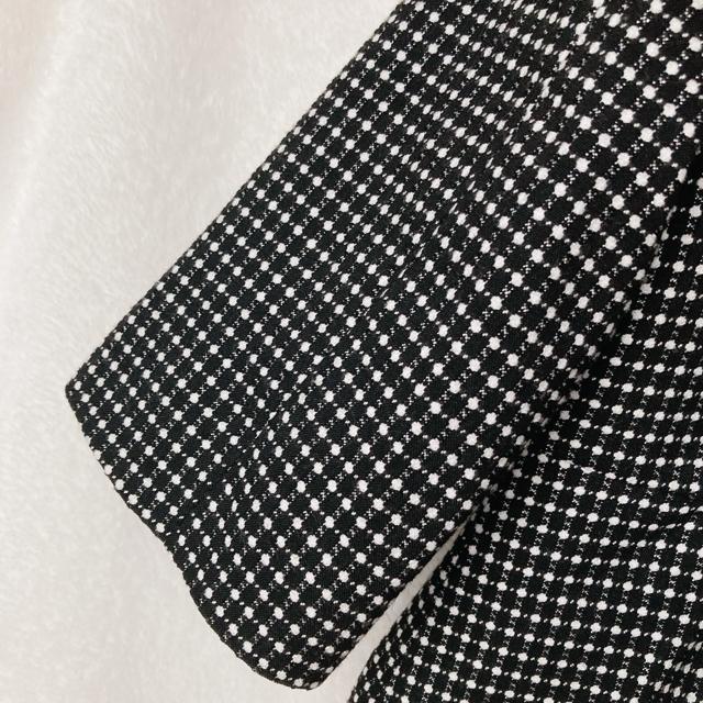 イマージュ ノーカラー 銀糸入り ドット 七分袖 モノトーン ジャケット N2m < ブランド  イマージュ ノーカラー 銀糸入り ドット 七分袖 モノトーン ジャケット N2m < ブランドの