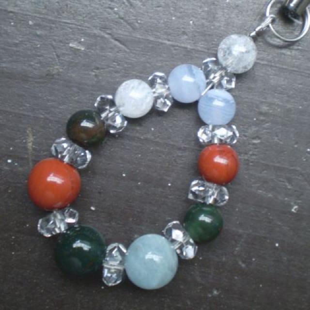 アクアマリンxレッドジャスパーxブラッドストーンストラップ < 家電/AV アクアマリンxレッドジャスパーxブラッドストーンストラップ < 家電/AVの