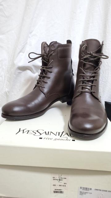 正規美 イヴサンローラン レースアップブーツ 茶 42/ クラシック カジュアルライダース YSL 付属有 ミリタリー レンジャー < ブランド  正規美 イヴサンローラン レースアップブーツ 茶 42/ クラシック カジュアルライダース YSL 付属有 ミリタリー レンジャー < ブランドの