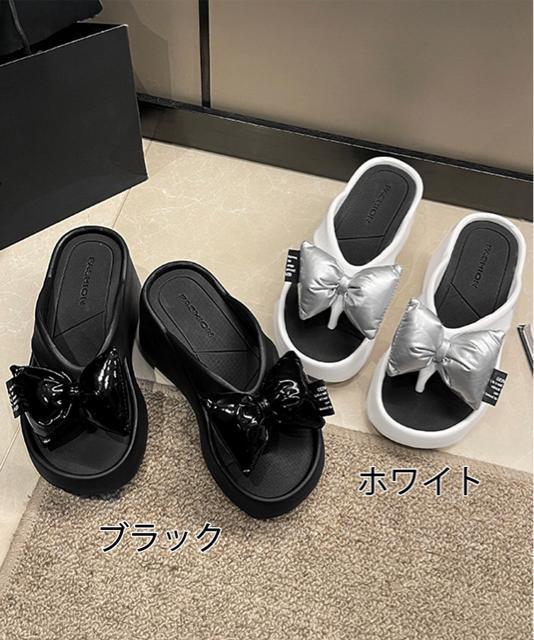 送料無料 新品 トングサンダル リボン付きビーチサンダル < 女性ファッション  送料無料 新品 トングサンダル リボン付きビーチサンダル < 女性ファッションの