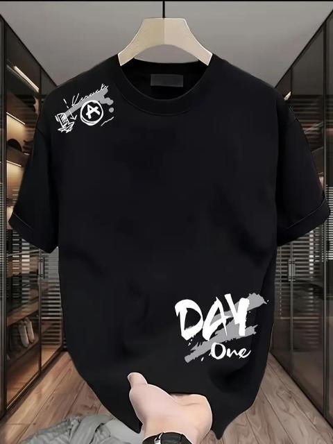 爆ヤス価格1290円★ヘビーウェイト ショートスリーブTシャツ「DAY ONE」日本サイズXL 黒 < 男性ファッション  爆ヤス価格1290円★ヘビーウェイト ショートスリーブTシャツ「DAY ONE」日本サイズXL 黒  < 男性ファッションの