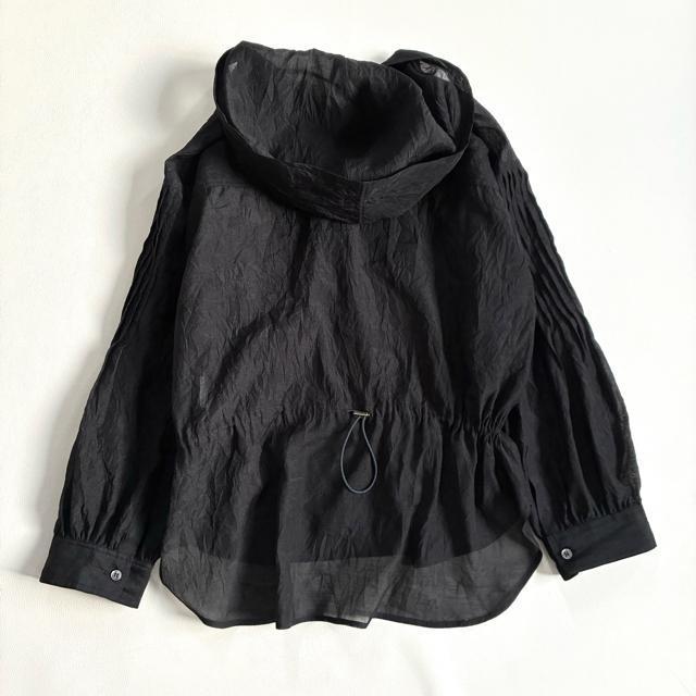 極美品◆4.2万◆セシカブルー◆シアードロストシャツパーカー◆黒◆ L◆シワ加工 < 女性ファッション 極美品◆4.2万◆セシカブルー◆シアードロストシャツパーカー◆黒◆ L◆シワ加工 < 女性ファッションの