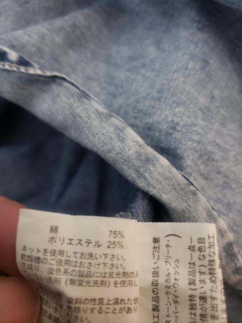 ☆新品同様☆ウォッシュジーンズ風スナップボタン七分袖シャツ 袖2way☆M < 女性ファッション  ☆新品同様☆ウォッシュジーンズ風スナップボタン七分袖シャツ 袖2way☆M < 女性ファッションの