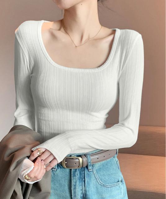 送料無料 新品 長袖Tシャツ レディース スクエアネック < 女性ファッション  送料無料 新品 長袖Tシャツ レディース スクエアネック  < 女性ファッションの