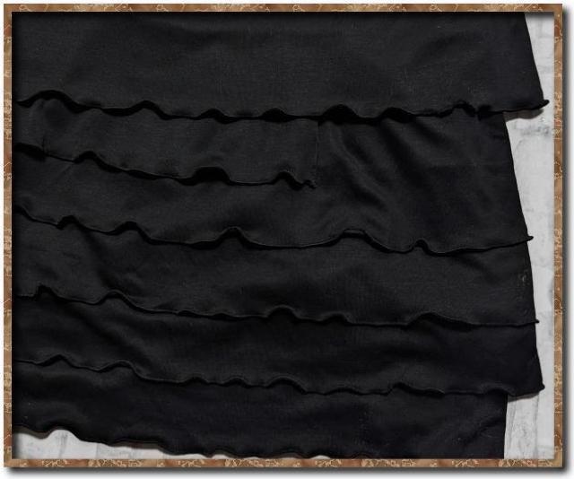 エルパリ 裾ティアード7分袖ワンピース 黒 < ブランド  エルパリ 裾ティアード7分袖ワンピース 黒 < ブランドの