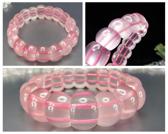 氷種天然石透明感良好アイスローズクォーツ卵形バングルブレスレット < 女性アクセサリー/時計  氷種天然石透明感良好アイスローズクォーツ卵形バングルブレスレット < 女性アクセサリー/時計の