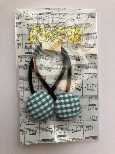 ハンドメイド ヘアゴム くるみボタン ツイン チェック コットン < 女性ファッション  ハンドメイド ヘアゴム くるみボタン ツイン チェック コットン < 女性ファッションの