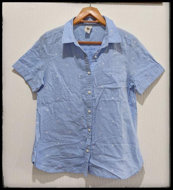 ★179/WG★179ダブルジー★ニコルクラブ★半袖シャツ★水色★Sサイズ同等★部屋着★まとめ買い歓迎★星・wgの刺繍あり★ < ブランド  ★179/WG★179ダブルジー★ニコルクラブ★半袖シャツ★水色★Sサイズ同等★部屋着★まとめ買い歓迎★星・wgの刺繍あり★ < ブランドの