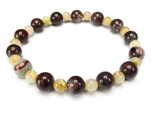 満タンレッドガーデンクォーツ8mm弱ゴールドルチルクォーツ天然石ブレスレット < 女性アクセサリー/時計  満タンレッドガーデンクォーツ8mm弱ゴールドルチルクォーツ天然石ブレスレット  < 女性アクセサリー/時計の