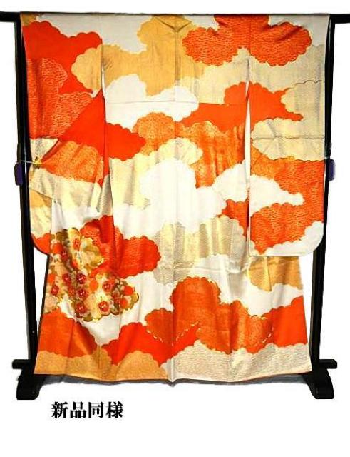 【最高峰】新品同様 本金箔 金駒シシュウ 雲取り吉祥花文 クリーニング済 振袖 身丈164cm 裄丈64.5cm T3407 < 女性ファッション  【最高峰】新品同様 本金箔 金駒シシュウ 雲取り吉祥花文 クリーニング済 振袖 身丈164cm 裄丈64.5cm T3407 < 女性ファッションの