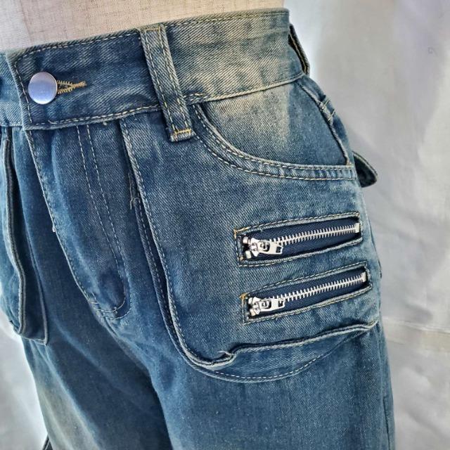 込み★692★17.000円物★ハイウエスト!レッグポケットデニムパンツ★ < 女性ファッション 込み★692★17.000円物★ハイウエスト!レッグポケットデニムパンツ★ < 女性ファッションの