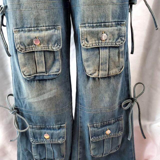 込み★692★17.000円物★ハイウエスト!レッグポケットデニムパンツ★ < 女性ファッション 込み★692★17.000円物★ハイウエスト!レッグポケットデニムパンツ★ < 女性ファッションの