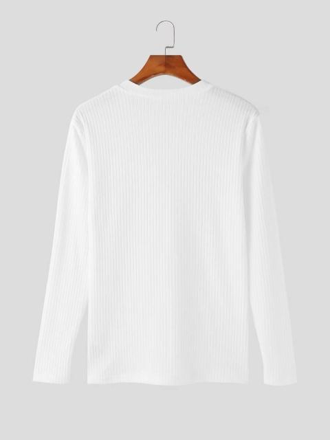 メンズ縦リブが良いVネックニット長袖スリムTシャツ若干ストレッチデザインシンプル < 男性ファッション メンズ縦リブが良いVネックニット長袖スリムTシャツ若干ストレッチデザインシンプル < 男性ファッションの