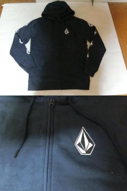USA購入【VOLCOM】両腕部分プリント フルジップパーカーUS M 紺 < ブランド  USA購入【VOLCOM】両腕部分プリント フルジップパーカーUS M 紺 < ブランドの