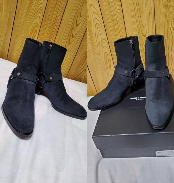 正規未  サンローランパリ ワイアット ハーネスリングヒールブーツ黒 40 YSL ブラックスエード メンズ 付属有 < ブランド  正規未  サンローランパリ ワイアット ハーネスリングヒールブーツ黒 40 YSL ブラックスエード メンズ 付属有 < ブランドの