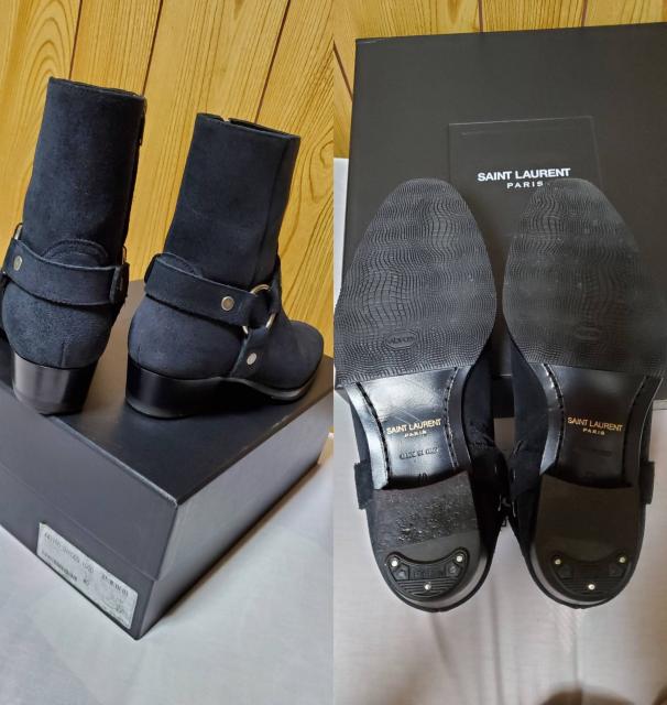 正規未  サンローランパリ ワイアット ハーネスリングヒールブーツ黒 40 YSL ブラックスエード メンズ 付属有 < ブランド  正規未  サンローランパリ ワイアット ハーネスリングヒールブーツ黒 40 YSL ブラックスエード メンズ 付属有 < ブランドの