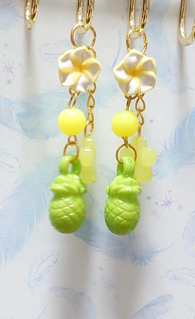 ハンドメイド♪使い方色々!ツインアクセサリーチャーム【パーツなし】トロピカルパイン☆夏アクセに☆ < 女性ファッション  ハンドメイド♪使い方色々!ツインアクセサリーチャーム【パーツなし】トロピカルパイン☆夏アクセに☆ < 女性ファッションの