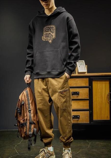 ◆裏起毛プルオーバーロゴフードパーカー ブラック エイトボアー◆Lサイズ 黒k09 < 男性ファッション  ◆裏起毛プルオーバーロゴフードパーカー ブラック エイトボアー◆Lサイズ 黒k09 < 男性ファッションの