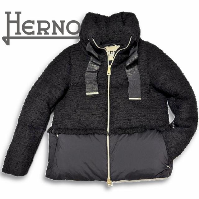 新品ヘルノHERNO異素材ツイード&ナイロン ブークレダウン < ブランド 新品ヘルノHERNO異素材ツイード&ナイロン ブークレダウン < ブランドの