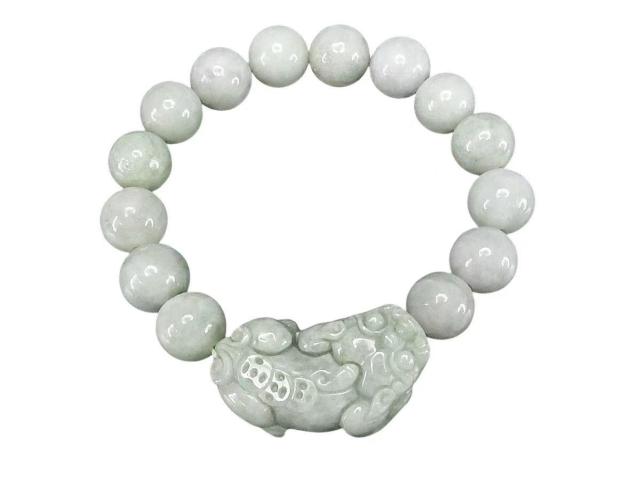 ひすいデカ金銭ヒキュウ彫り大玉約13mmブレスレット天然石本翡翠蓄財御守り < 男性アクセサリー/時計  ひすいデカ金銭ヒキュウ彫り大玉約13mmブレスレット天然石本翡翠蓄財御守り  < 男性アクセサリー/時計の