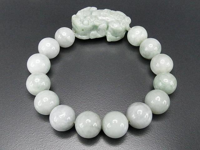 ひすいデカ金銭ヒキュウ彫り大玉約13mmブレスレット天然石本翡翠蓄財御守り < 男性アクセサリー/時計  ひすいデカ金銭ヒキュウ彫り大玉約13mmブレスレット天然石本翡翠蓄財御守り < 男性アクセサリー/時計の