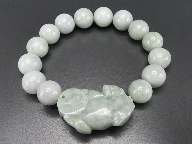 ひすいデカ金銭ヒキュウ彫り大玉約13mmブレスレット天然石本翡翠蓄財御守り < 男性アクセサリー/時計  ひすいデカ金銭ヒキュウ彫り大玉約13mmブレスレット天然石本翡翠蓄財御守り < 男性アクセサリー/時計の