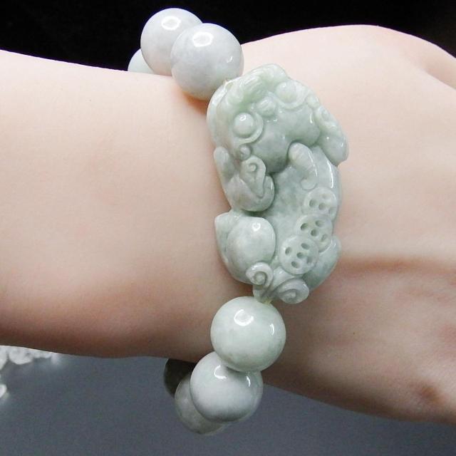 ひすいデカ金銭ヒキュウ彫り大玉約13mmブレスレット天然石本翡翠蓄財御守り < 男性アクセサリー/時計  ひすいデカ金銭ヒキュウ彫り大玉約13mmブレスレット天然石本翡翠蓄財御守り < 男性アクセサリー/時計の