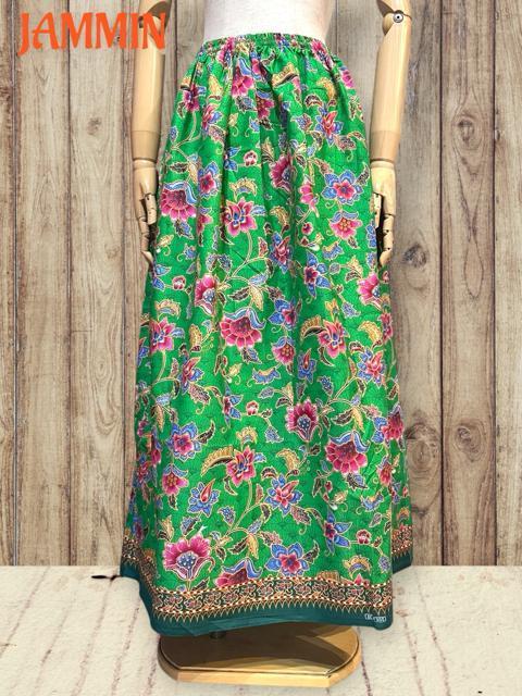 バティック花柄ロングスカート カラフル ヒッピー アジアン エスニック < 女性ファッション バティック花柄ロングスカート カラフル ヒッピー アジアン エスニック < 女性ファッションの