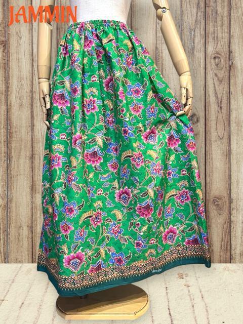 バティック花柄ロングスカート カラフル ヒッピー アジアン エスニック < 女性ファッション バティック花柄ロングスカート カラフル ヒッピー アジアン エスニック < 女性ファッションの