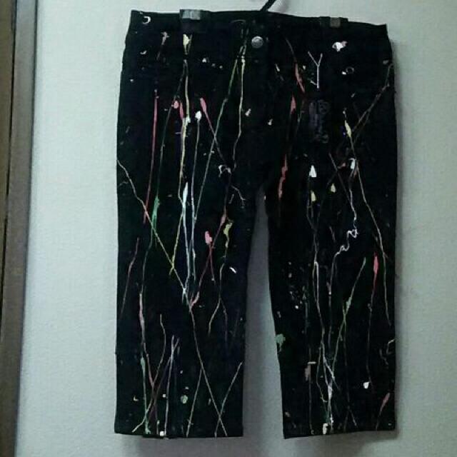 新品★個性派★ペイントひざ丈パンツ/W61 < 女性ファッション  新品★個性派★ペイントひざ丈パンツ/W61  < 女性ファッションの