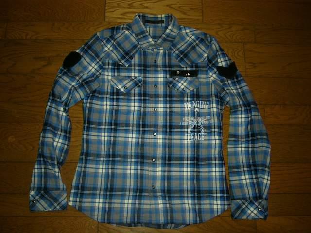 roarロアーウエスタンチェックシャツ2青系スパンコールワッペン < ブランド  roarロアーウエスタンチェックシャツ2青系スパンコールワッペン  < ブランドの