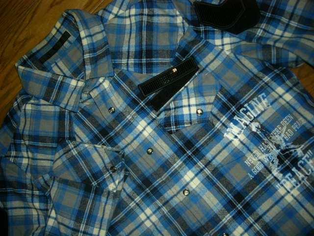 roarロアーウエスタンチェックシャツ2青系スパンコールワッペン < ブランド  roarロアーウエスタンチェックシャツ2青系スパンコールワッペン < ブランドの