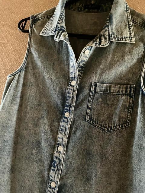 【MOUTH VALLEY】ケミカルウォッシュ◆ノースリーブデニムシャツ < 女性ファッション  【MOUTH VALLEY】ケミカルウォッシュ◆ノースリーブデニムシャツ < 女性ファッションの