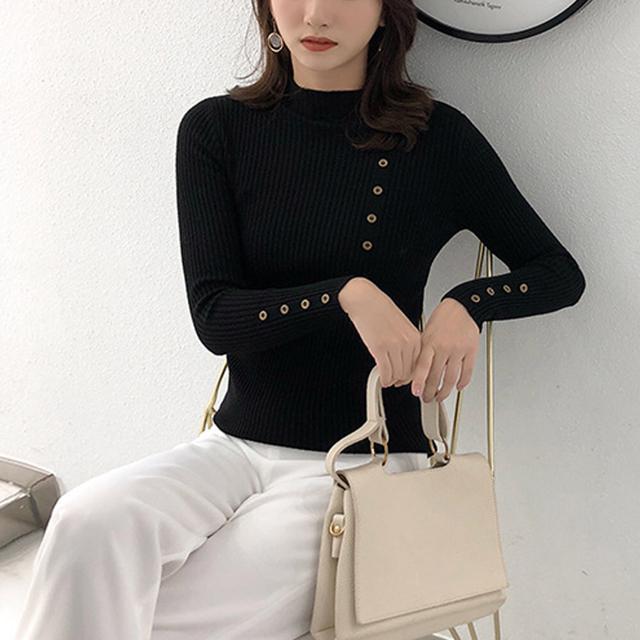 送料無料 新品 ニットトップス レディース 長袖 リブニット プルオーバー 秋冬 ハイネック < 女性ファッション  送料無料 新品 ニットトップス レディース 長袖 リブニット プルオーバー 秋冬 ハイネック < 女性ファッションの