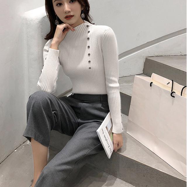 送料無料 新品 ニットトップス レディース 長袖 リブニット プルオーバー 秋冬 ハイネック < 女性ファッション  送料無料 新品 ニットトップス レディース 長袖 リブニット プルオーバー 秋冬 ハイネック < 女性ファッションの