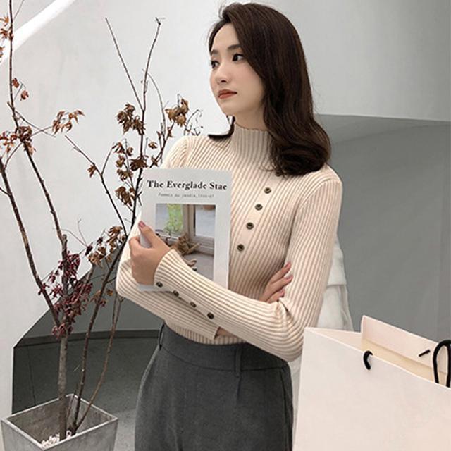 送料無料 新品 ニットトップス レディース 長袖 リブニット プルオーバー 秋冬 ハイネック < 女性ファッション  送料無料 新品 ニットトップス レディース 長袖 リブニット プルオーバー 秋冬 ハイネック < 女性ファッションの