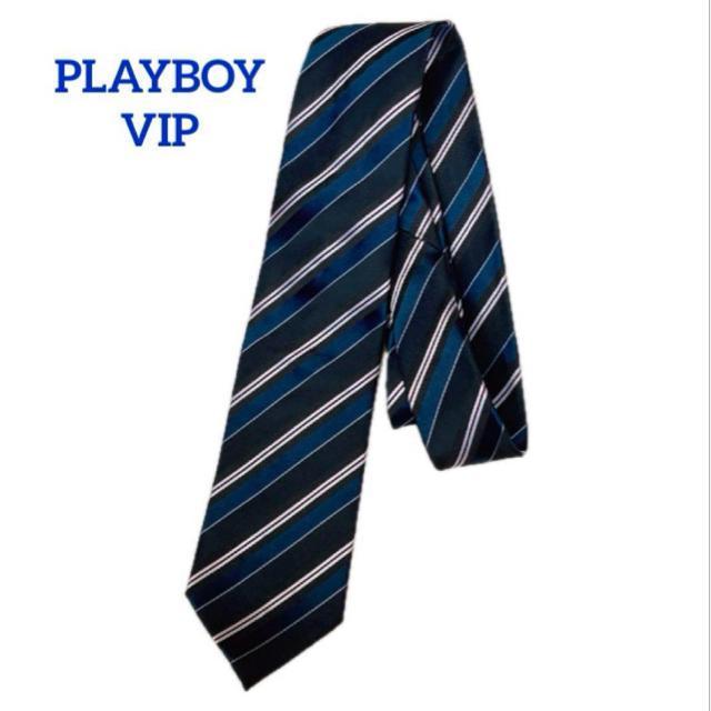 美品 PLAYBOY プレイボーイ VIP ネイビー ストライプ ネクタイ N2m < ブランド 美品 PLAYBOY プレイボーイ VIP ネイビー ストライプ ネクタイ N2m < ブランドの