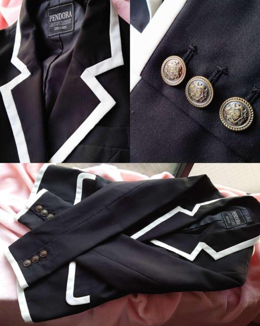 韓国っぽブレザー制服コス☆-PENDORA-☆配色バイカラーフォーマルジャケット*L☆裏地付き < 女性ファッション 韓国っぽブレザー制服コス☆-PENDORA-☆配色バイカラーフォーマルジャケット*L☆裏地付き < 女性ファッションの