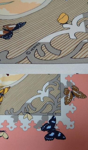 エルメス カレ90 VARANGUES バタフライ 鳥 ヨット柄 大判シルクスカーフ ピンク系 < ブランド  エルメス カレ90 VARANGUES バタフライ 鳥 ヨット柄 大判シルクスカーフ ピンク系 < ブランドの