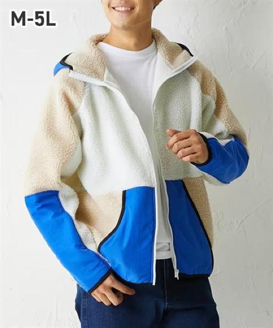 3Lサイズ!高貴紳士的!ブランド品!NyIaus!あった!フード付きボア切替裏メッシュフルジップパーカー!新品タグ付き!かっこいい < 男性ファッション  3Lサイズ!高貴紳士的!ブランド品!NyIaus!あった!フード付きボア切替裏メッシュフルジップパーカー!新品タグ付き!かっこいい < 男性ファッションの
