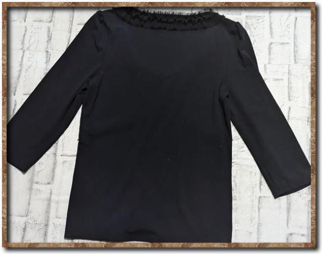 ナネットレポー シフォン&レース付き7分袖カットソー 黒 < 女性ファッション  ナネットレポー シフォン&レース付き7分袖カットソー 黒 < 女性ファッションの